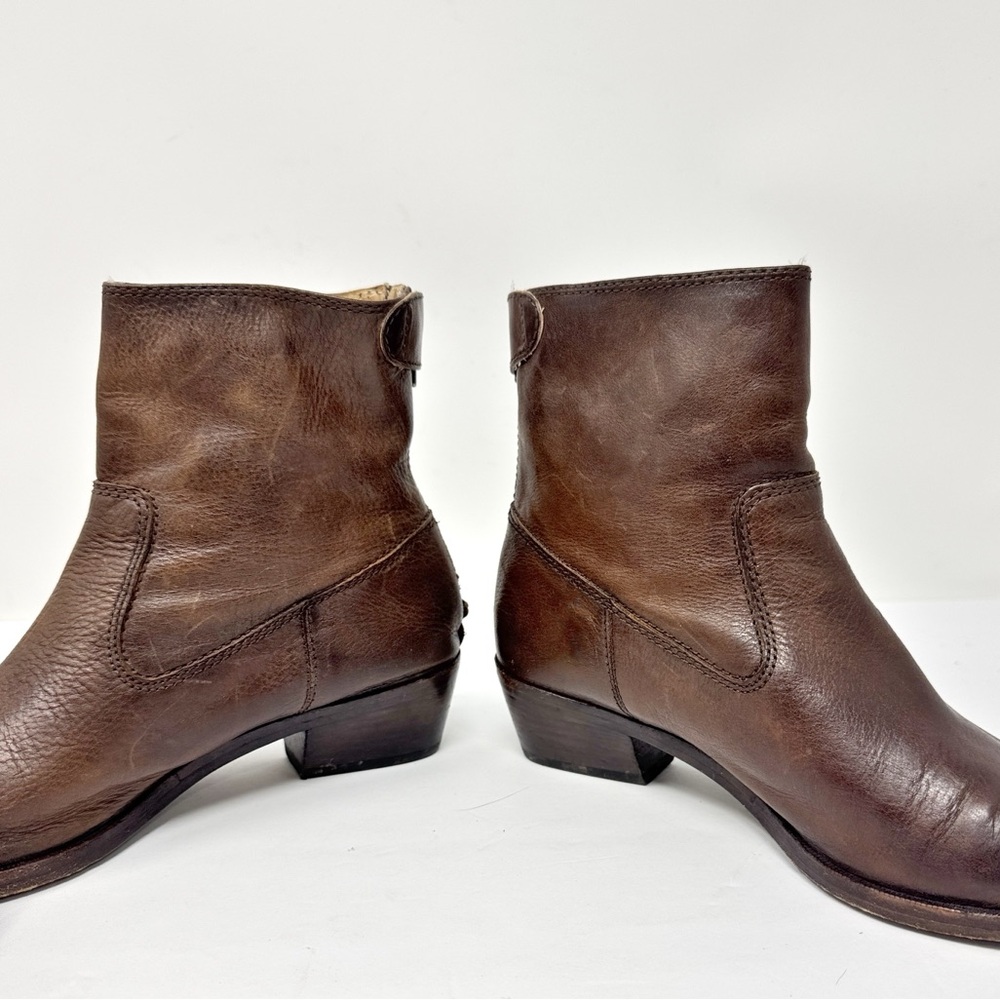 Vintage Frye Leather Pointed Toe Western Ankle Boots Brown size 6.5 - Picture 5 of 13